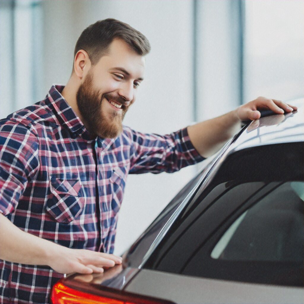 Man admiring his ceramic coating