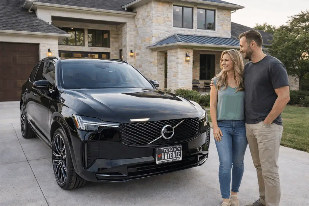 husband and wife admiring the self-healing coating on their car